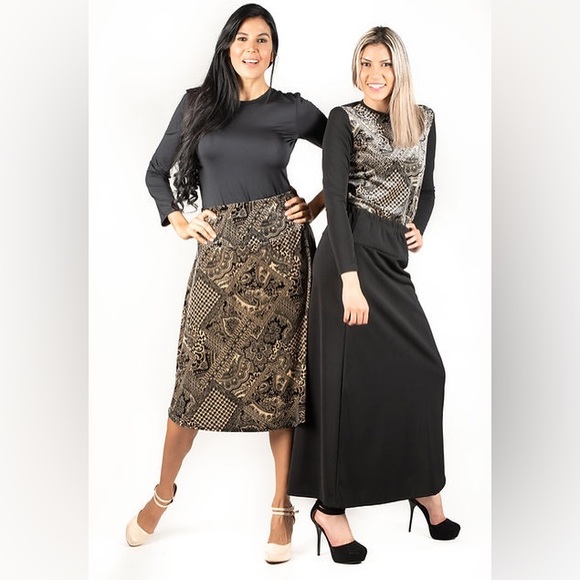 DEVORAH'S SECRET Modest Skirt Velvet Mixed Print - Picture 3 of 4